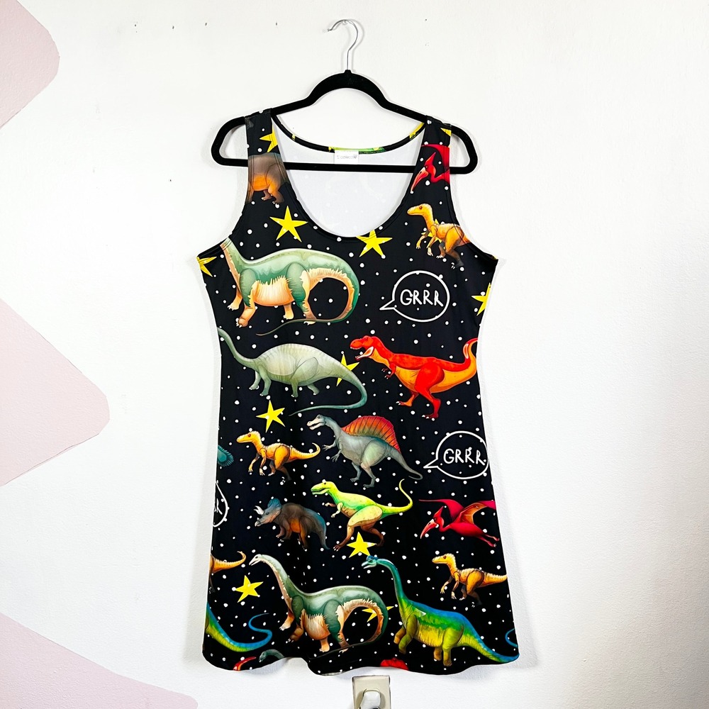 CowCow Dinosaur Print Skater Dress‎ Sz 3XL Ms. Frizzle Quirky Teacher